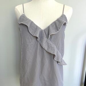 J. Crew Grey Velvet Tank Top Sz 2 Lined Cami Adjustable Straps